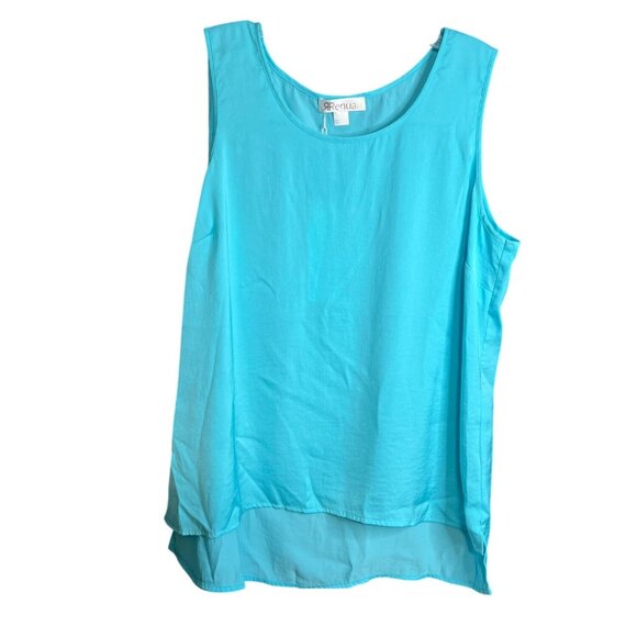 Renuar Womens Aqua Sleeveless Tank Top  L - Picture 5 of 5